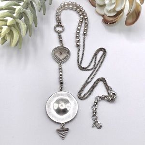 Lucky Brand Silver-Tone Boho Disc Pendant Necklace